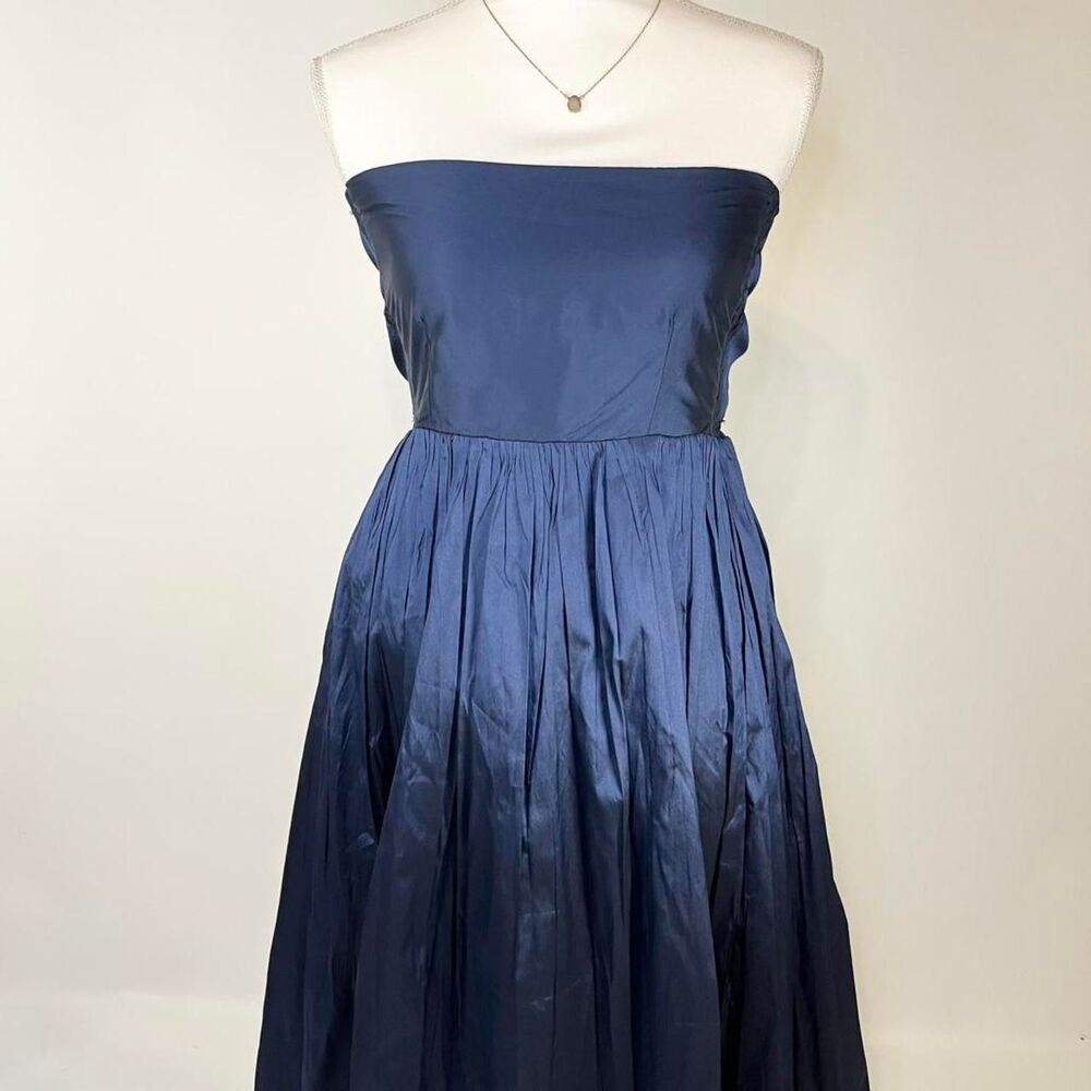 Formal Free people FP One Strapless Bow Dress Navy Taffeta Party Dress size XS